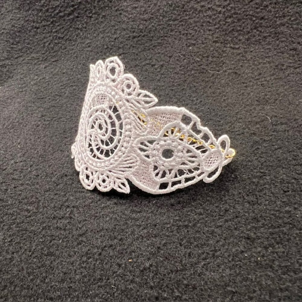 Homemade White Lace Bracelet With Gold Hardware - Picture 5 of 7